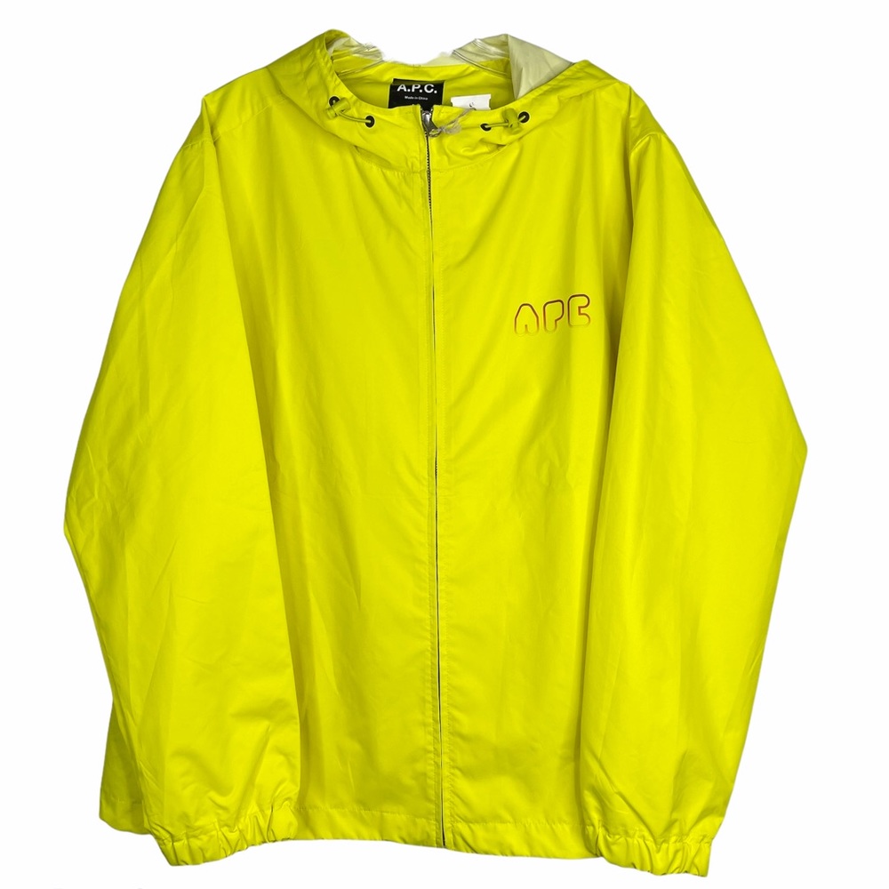 A.P.C. Yellow Logo Printed Jacket NEW Size L Rain Windbreaker